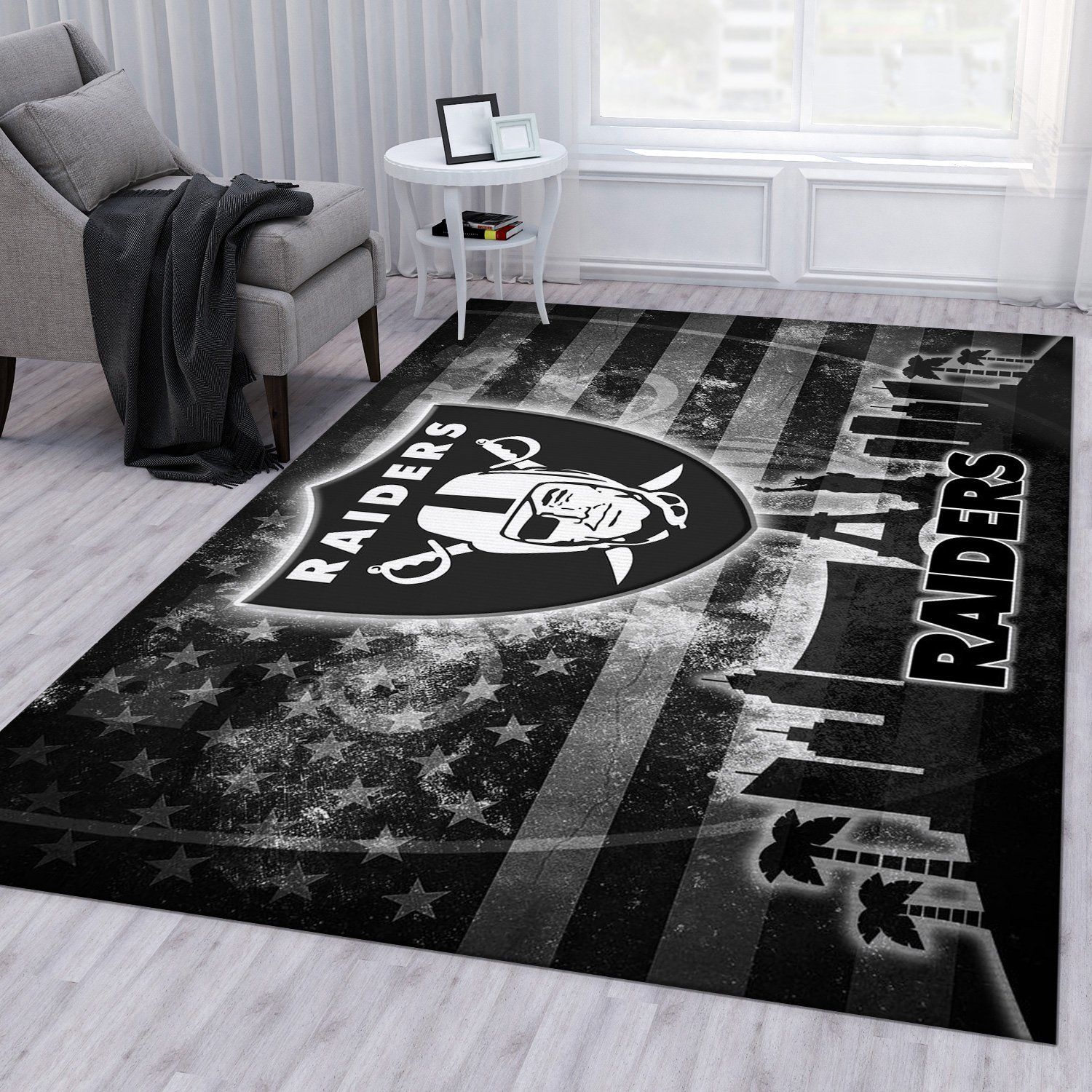 Las Vegas Raiders NFL Area Rug Bedroom Rug Christmas Gift US Decor